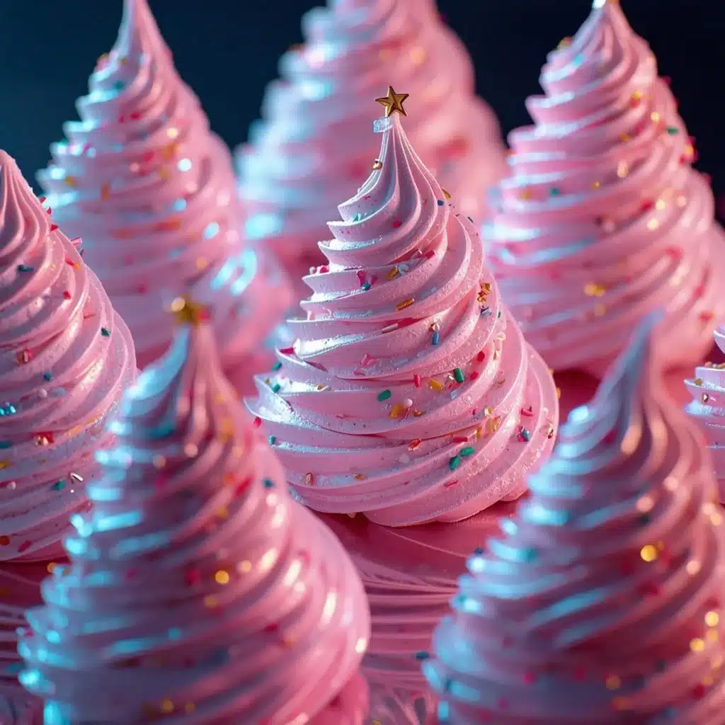 Festive Christmas tree meringues ready for the holiday season