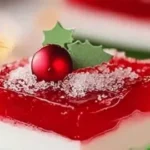 Colorful layered jello dessert for Christmas celebration