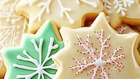 Decorated sour cream cut-out cookies on a festive table