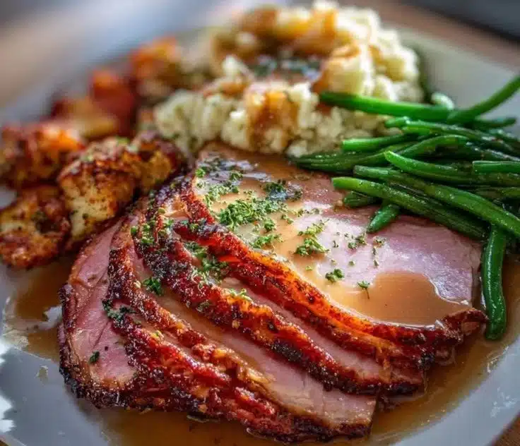 Delicious spread from a Festive Christmas Buffet with holiday dishes and treats