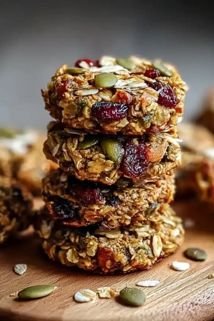 Healthy nut and seed energy cookies with almonds and sunflower seeds