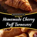 Homemade cherry puff turnovers filled with sweet cherry filling and flaky pastry.