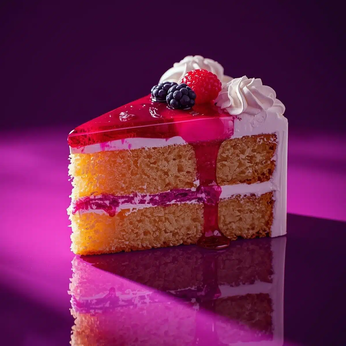 Delicious Lemon Berry Mascarpone Cake topped with fresh berries