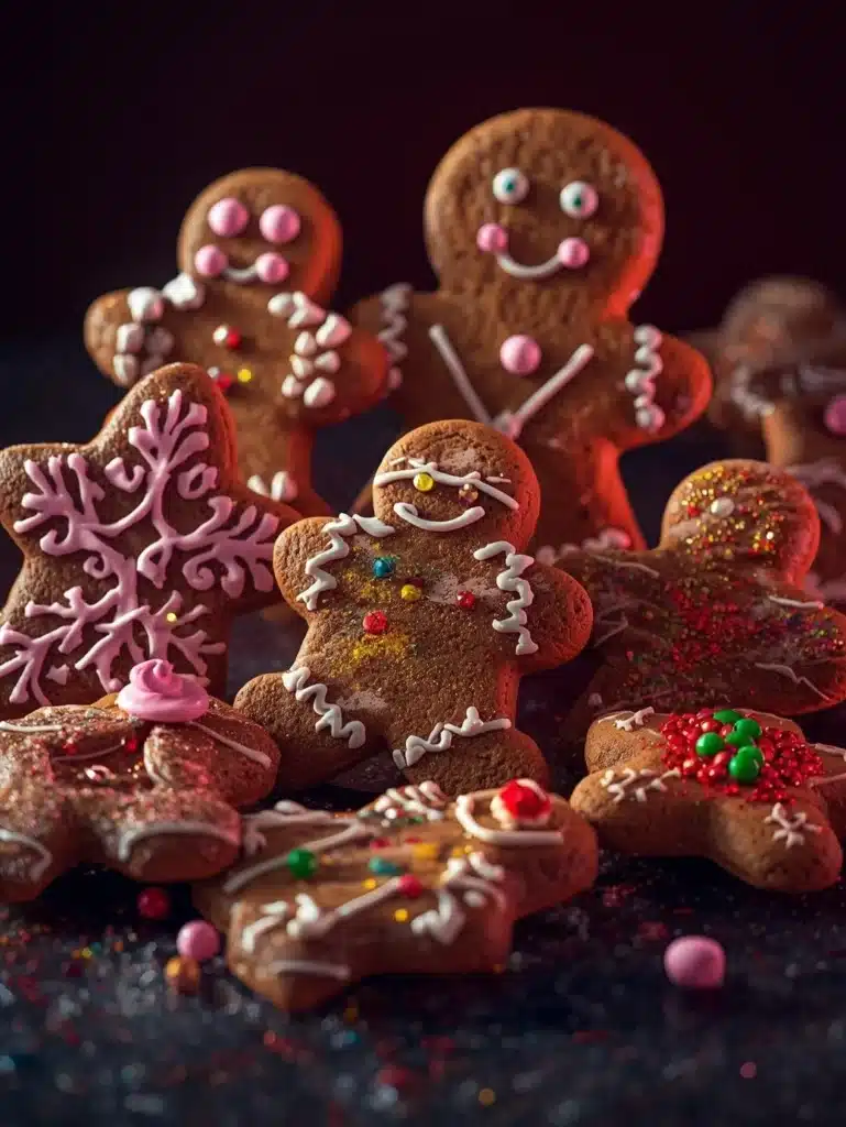 Deliciously decorated magical gingerbread cookies ready for the holiday season.