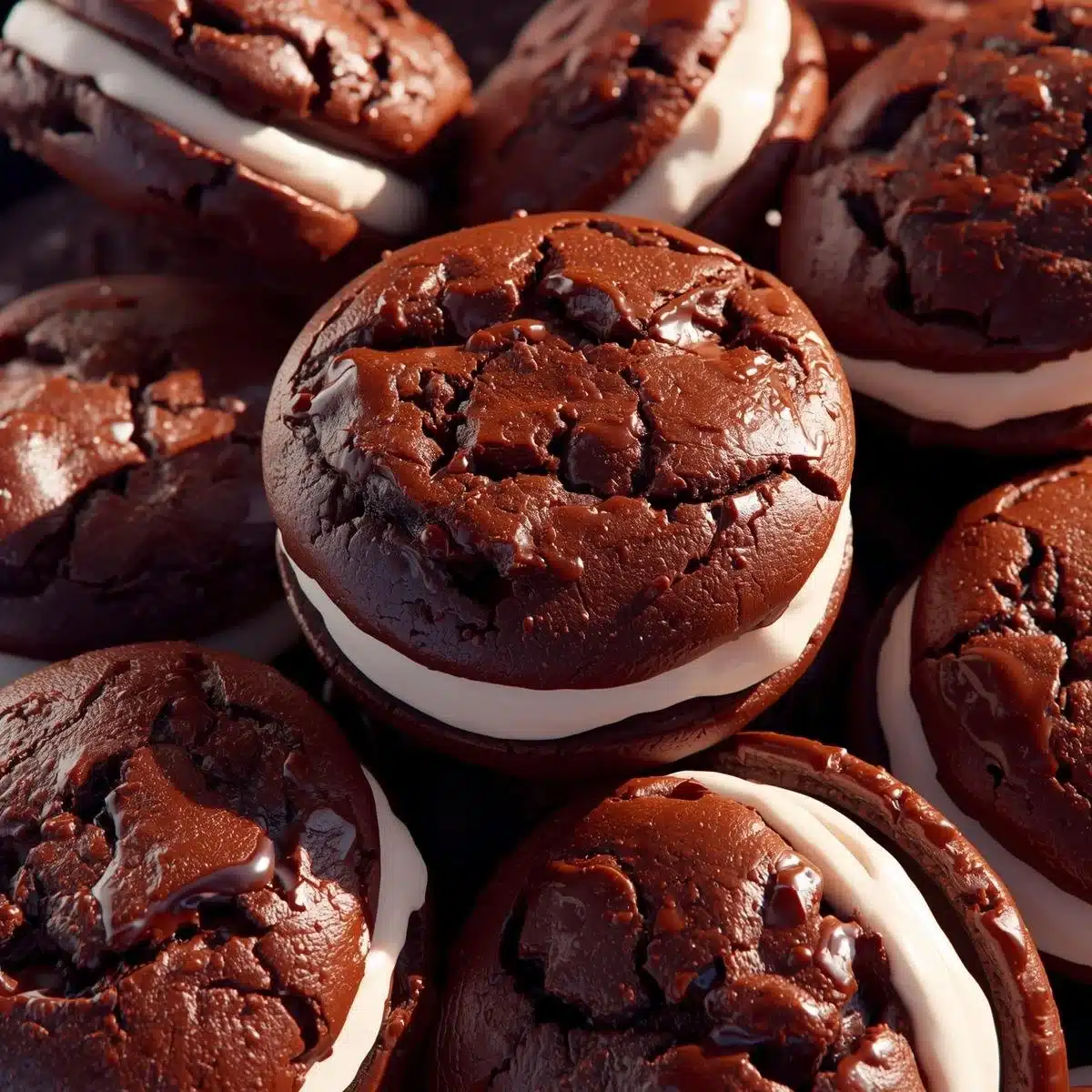 Delicious Maine Whoopie Pies with rich chocolate cakes and cream filling
