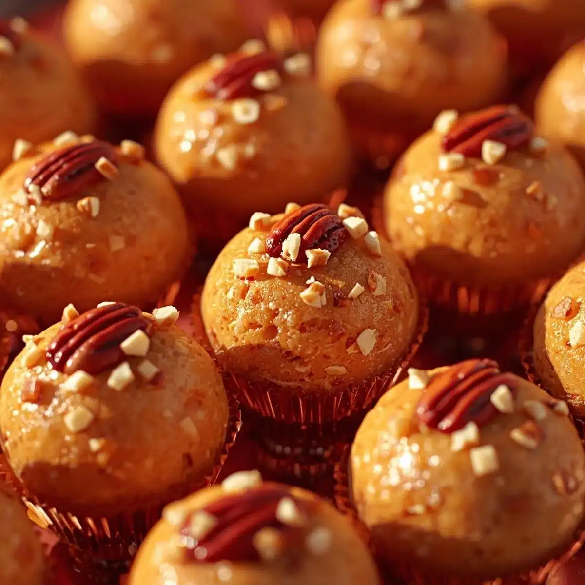 Mini Pineapple Cranberry Cheese Balls topped with Pecans for a festive snack