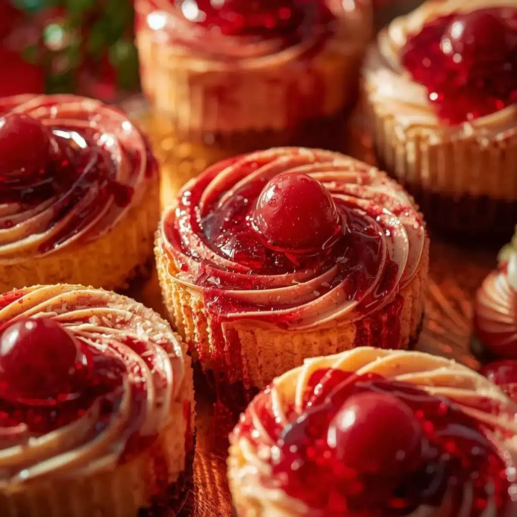No-bake Christmas mini cheesecakes topped with festive decorations