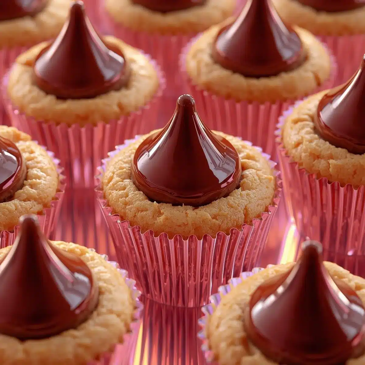 No bake peanut butter kiss treats made with creamy peanut butter and chocolate kisses