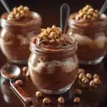 Delicious Nutella mousse served in a glass with chocolate shavings on top