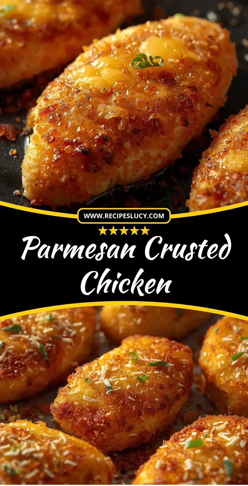 Delicious Parmesan Crusted Chicken served with sides