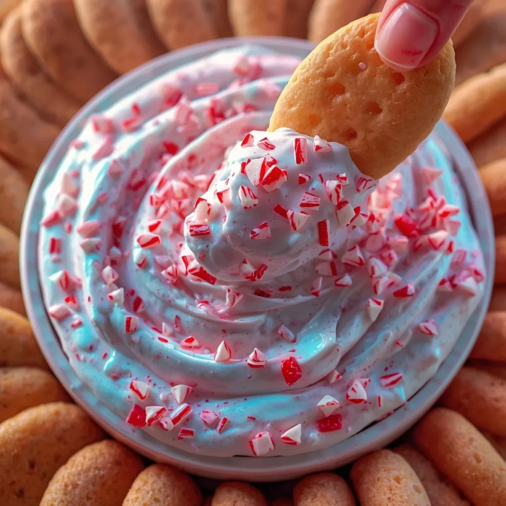 Delicious peppermint cheesecake dip served with graham crackers.