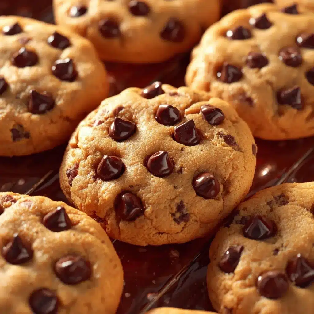Freshly baked perfect chocolate chip cookies on a cooling rack