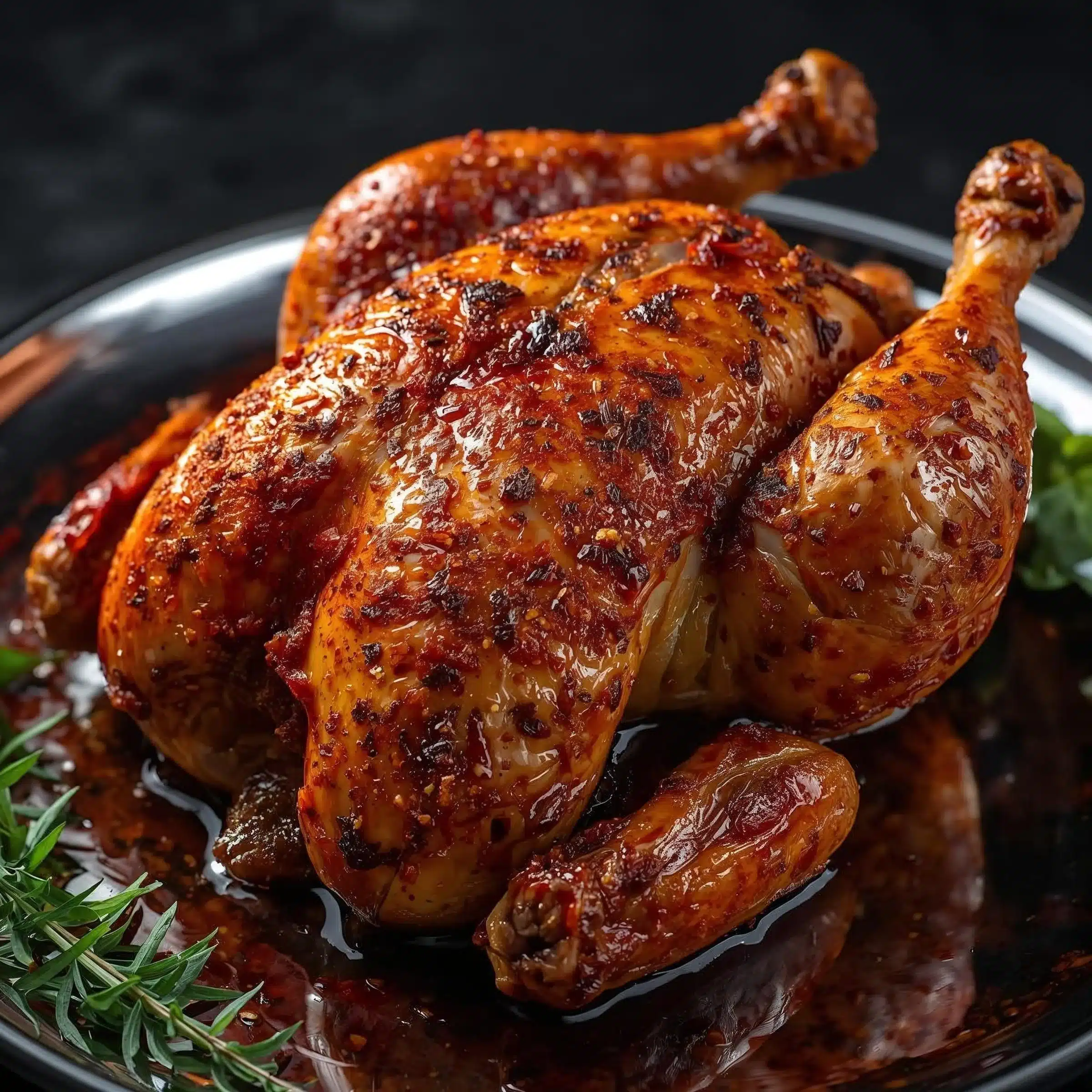 Perfectly roasted spatchcock turkey seasoned and ready for serving