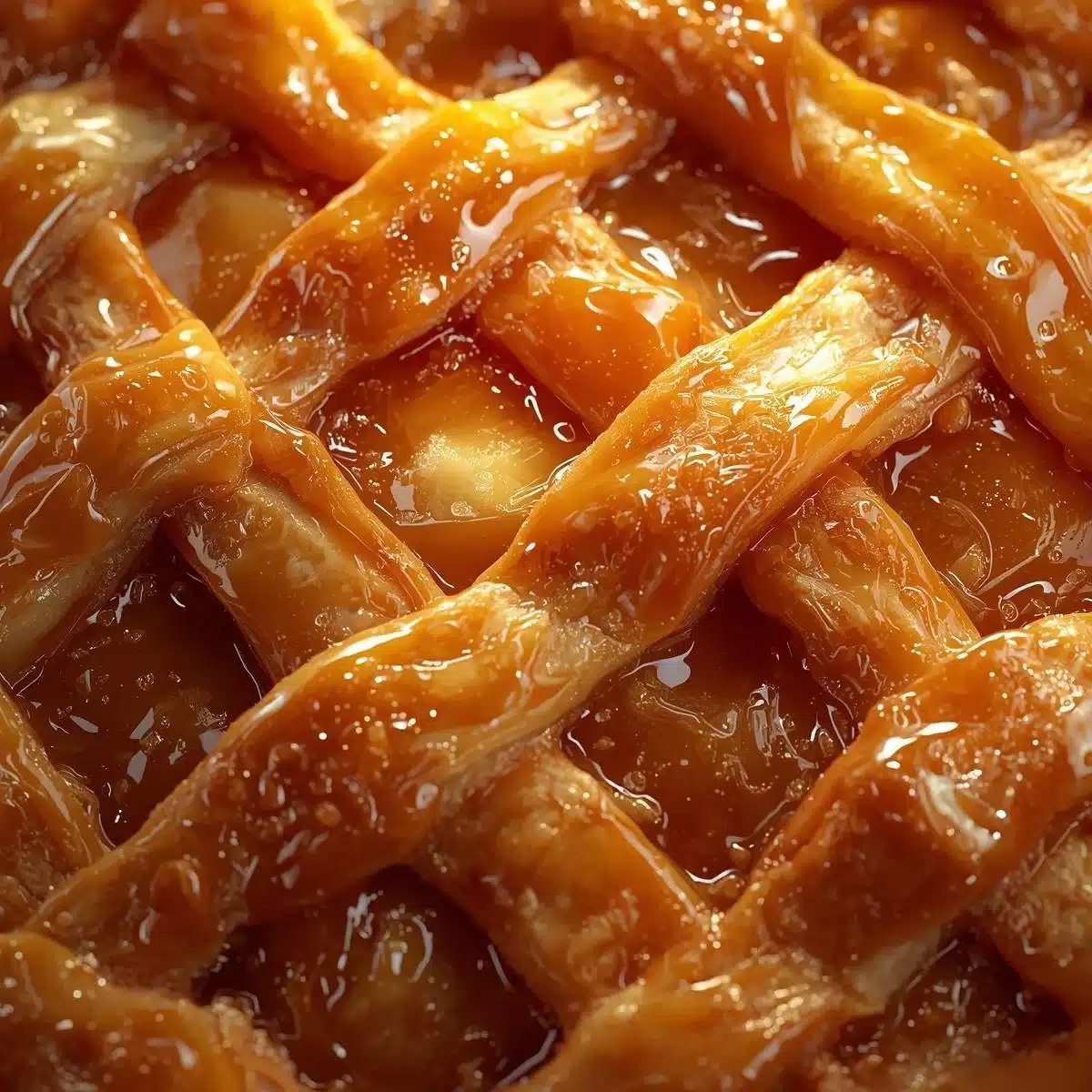 Homemade perfect toffee apple pie fresh out of the oven