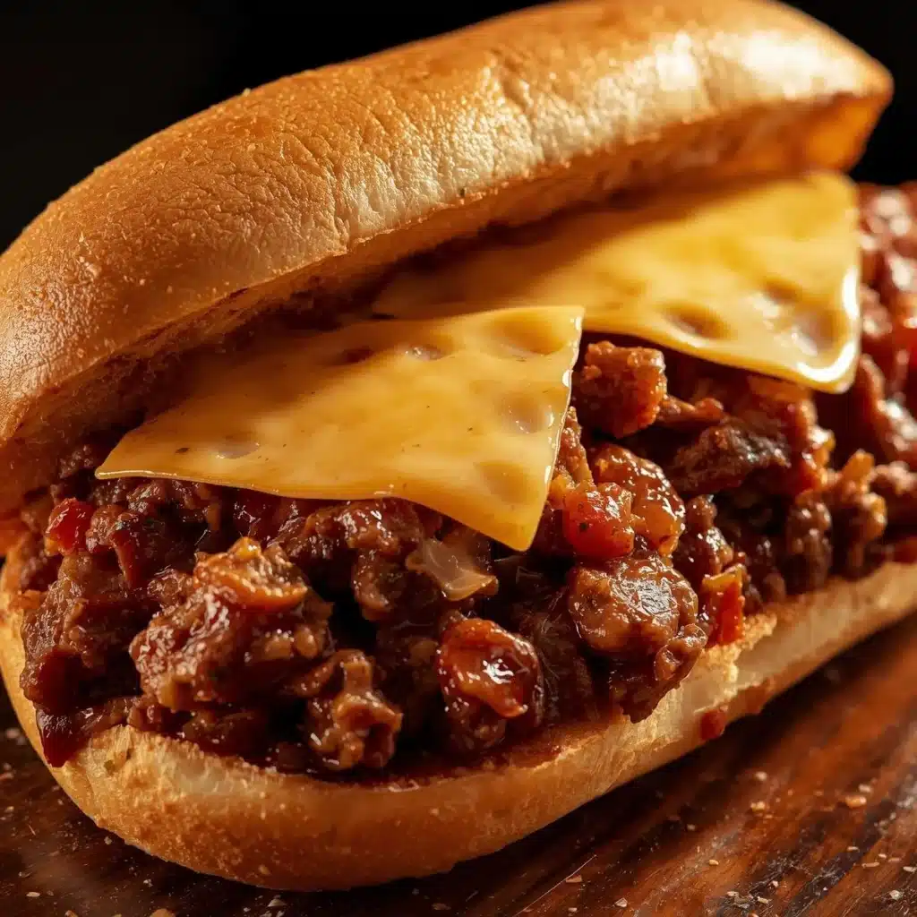Delicious Philly cheesesteak sloppy joes served on a toasted bun