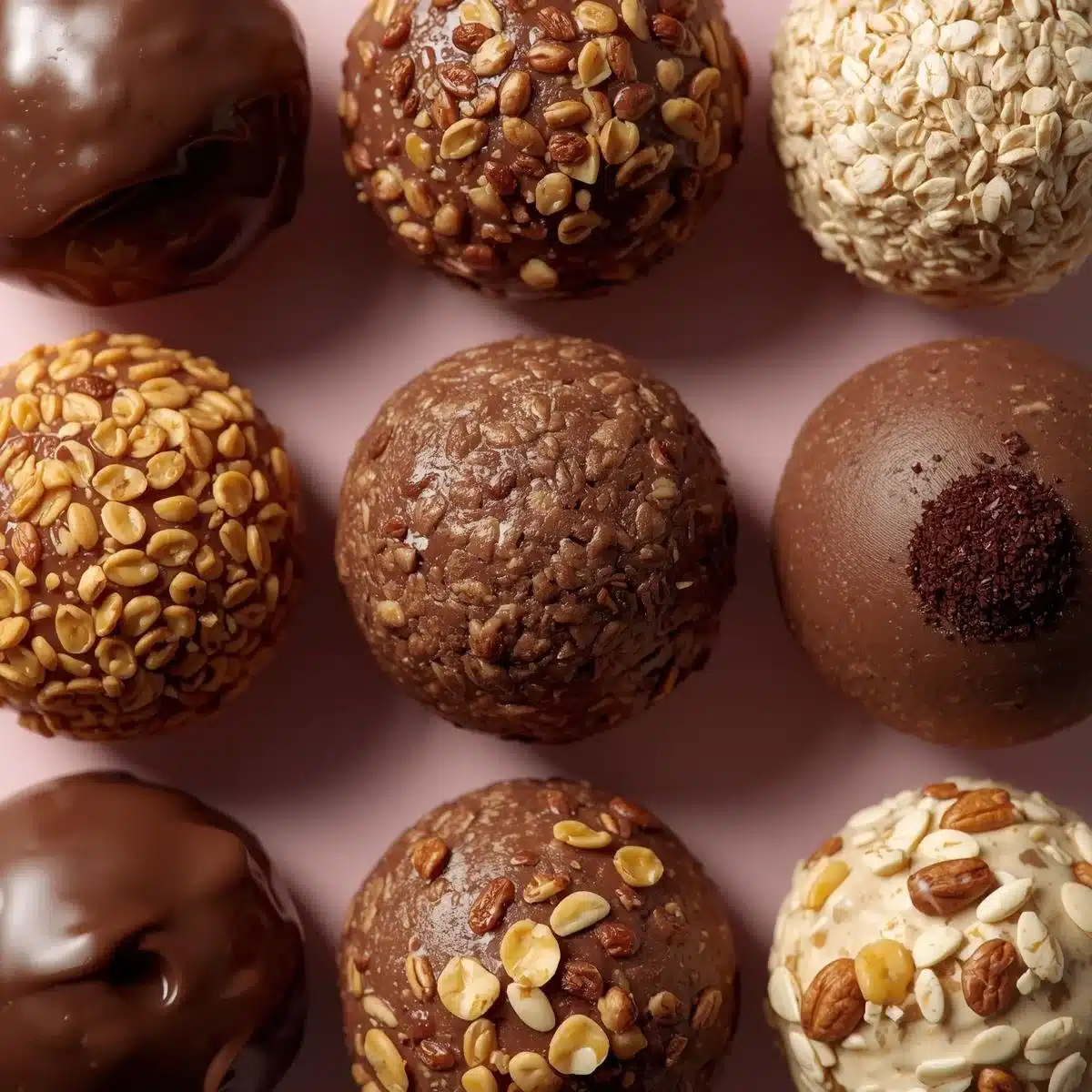 Healthy homemade protein balls made with oats, nuts, and protein powder