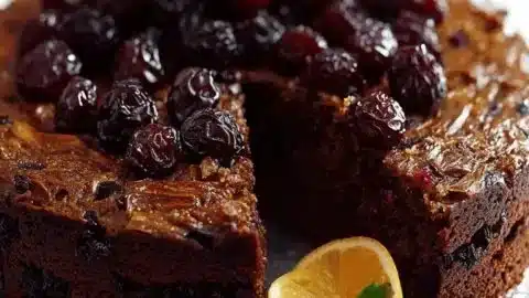 Traditional Black Cake - Caribbean rum-soaked fruit cake for festive celebrations.