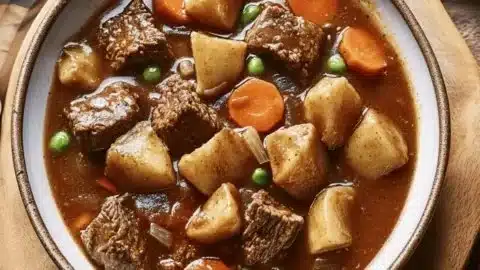Savory beef stew with Southwestern spices in a bowl