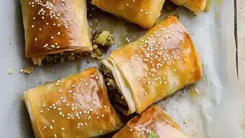 Delicious Bobotie Filo Parcels baked to perfection for a cozy meal.