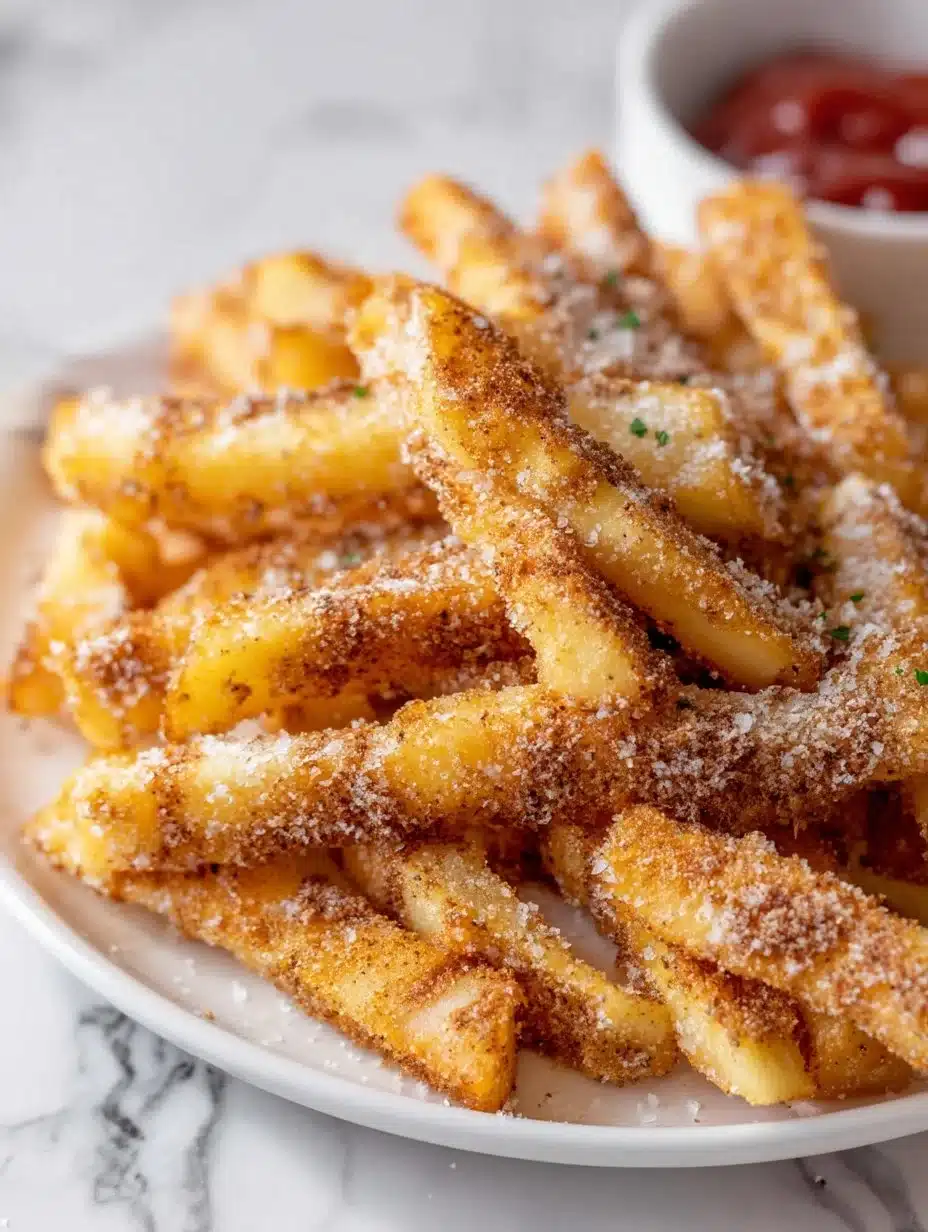Crispy air fryer apple fries served in a bowl for a healthy snack option