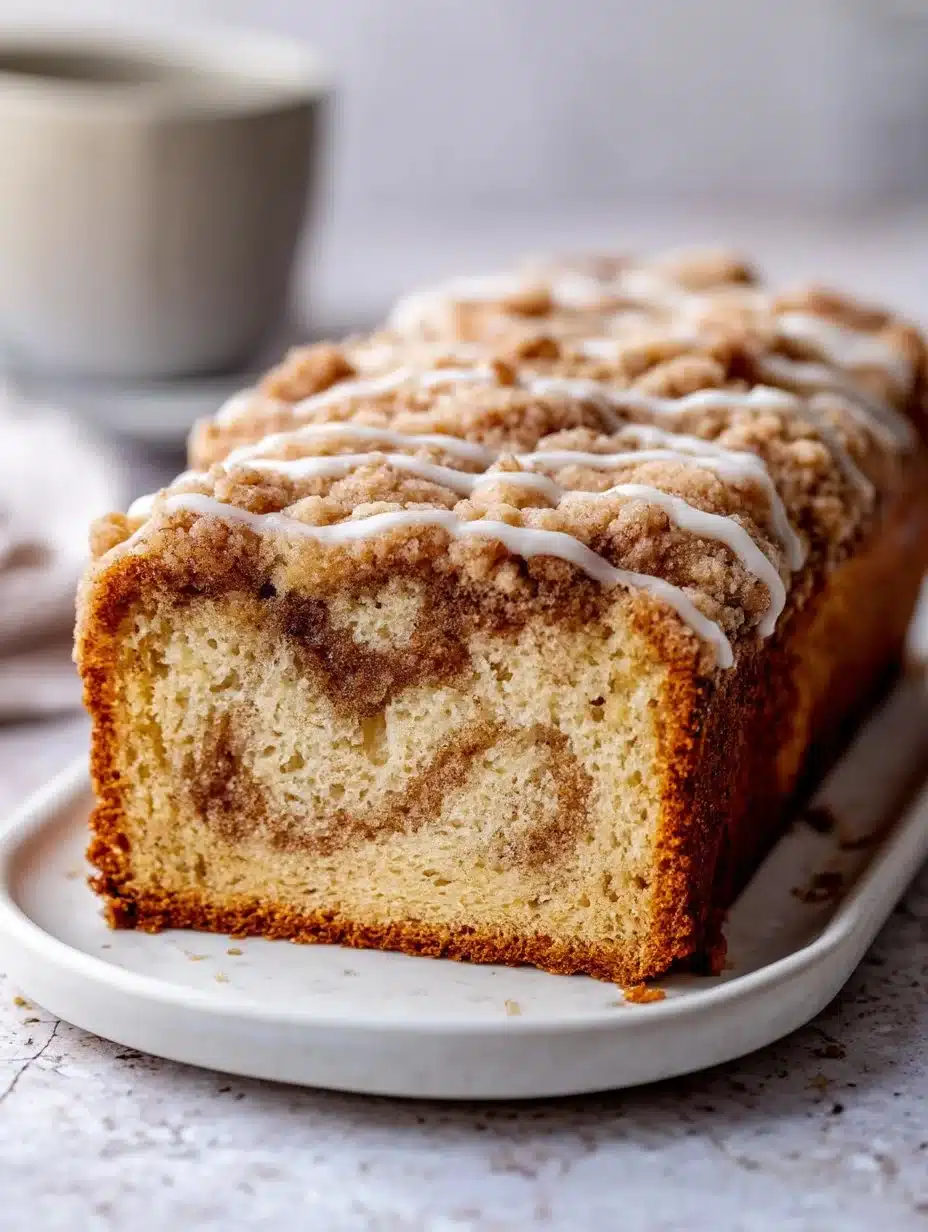 Freshly baked Apple Streusel Bread with a golden brown topping