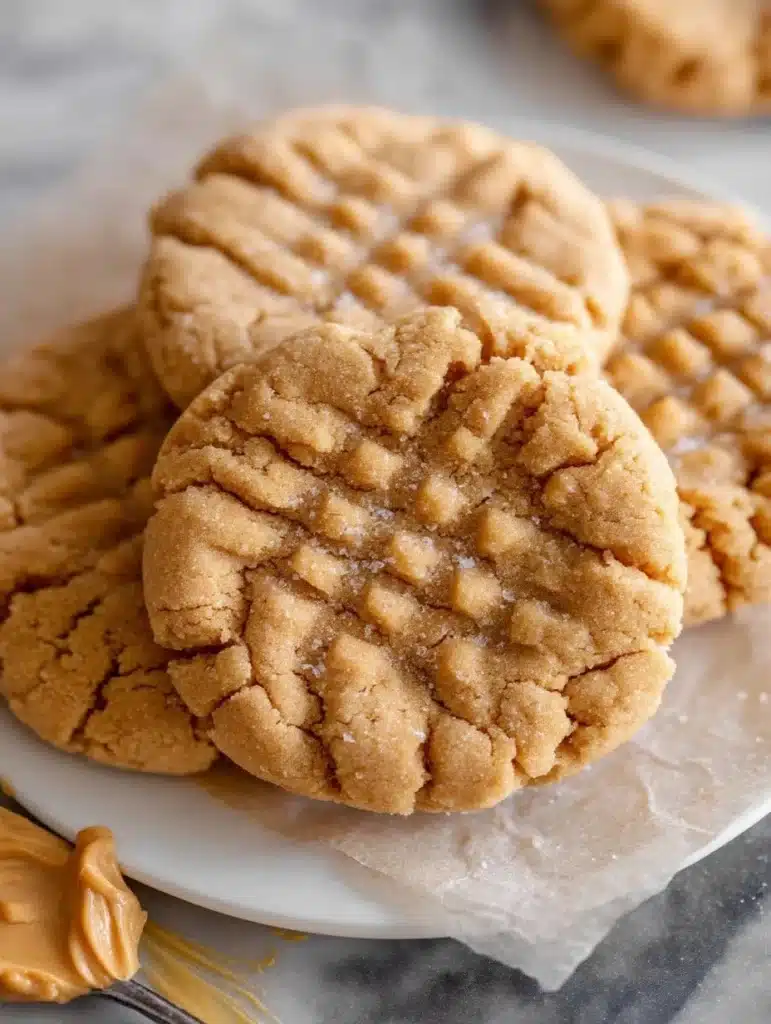 Delicious homemade peanut butter cookies on a baking tray