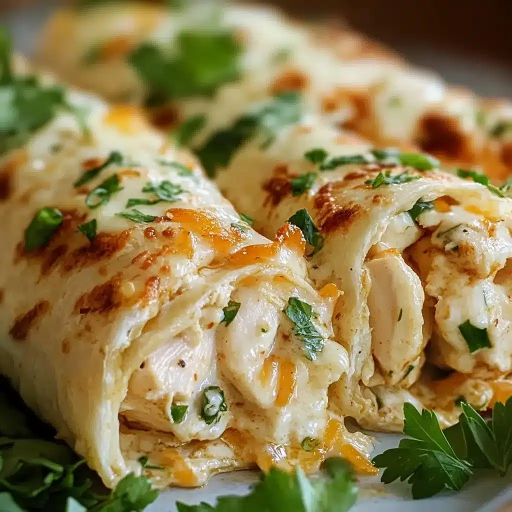 Cheesy chicken garlic wraps filled with tender chicken and melted cheese.