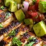 Delicious Cilantro Lime Chicken served with fresh Avocado Salsa