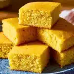 A slice of classic Southern cornbread on a rustic wooden table.