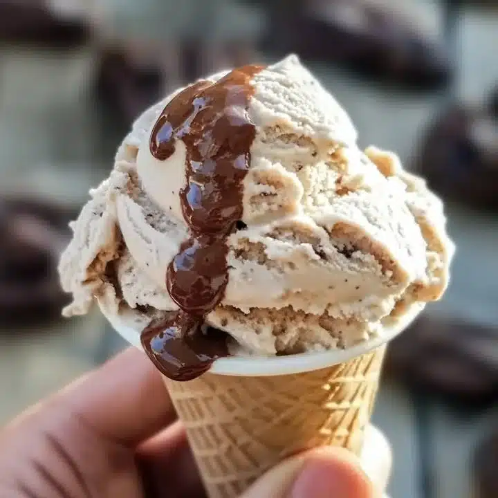 Delicious coffee ice cream topped with old-fashioned hot fudge sauce