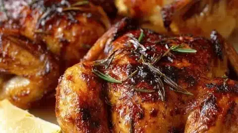 Deliciously roasted Cornish Hen served with herbs and vegetables
