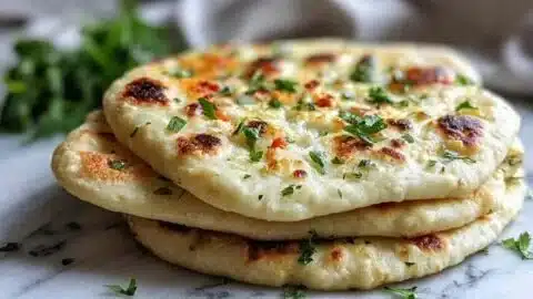 Homemade cottage cheese flatbread served with toppings
