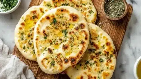 Delicious Cottage Cheese Flatbread topped with herbs and spices