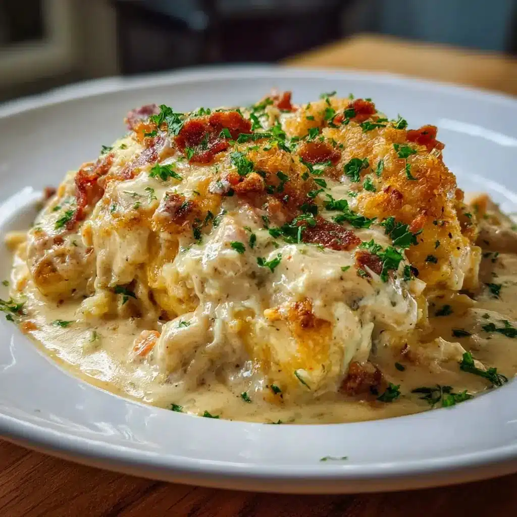 Warm and hearty Cowboy Casserole served in a rustic dish