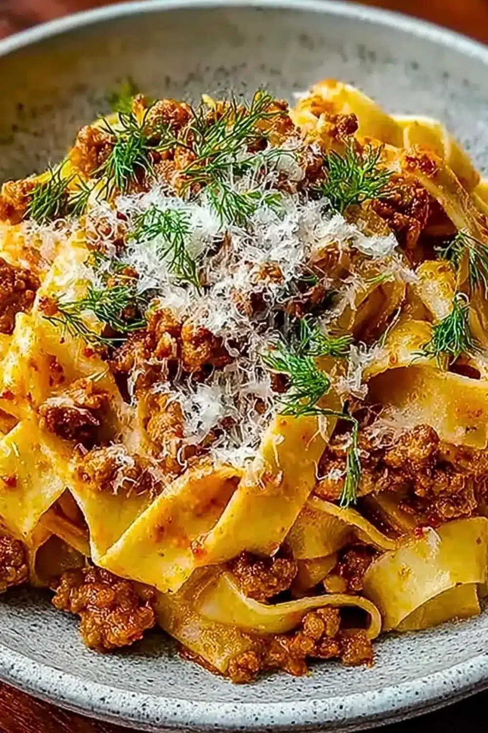 Creamy Calabrian Chili Pappardelle dish with sausage and fennel