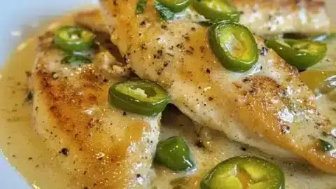 Creamy Pepperoncini Chicken Skillet served with herbs and spices