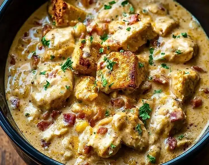 Creamy ranch chicken cooked in a crock pot for a delicious, easy meal.