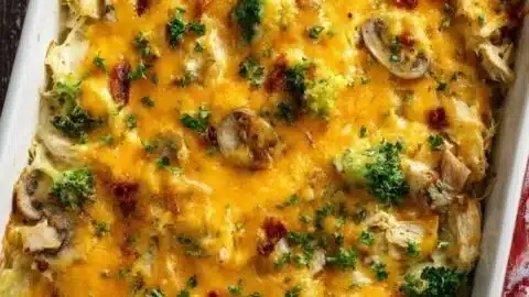 Delicious low carb chicken casserole fresh out of the oven