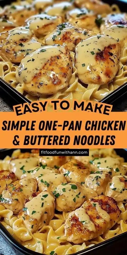 Easy one-pan chicken dish served with buttered noodles