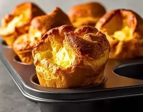 Easy popovers baked in a muffin tin, fluffy and delicious for brunch.