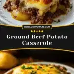 Delicious ground beef potato casserole served in a dish