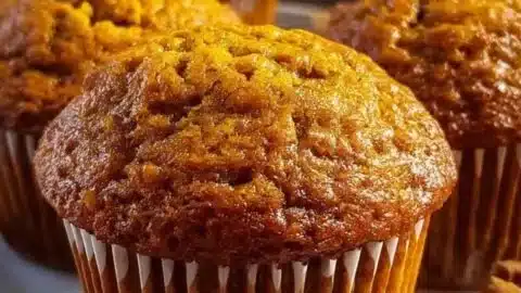 Delicious high protein Greek yogurt pumpkin muffins on a rustic table