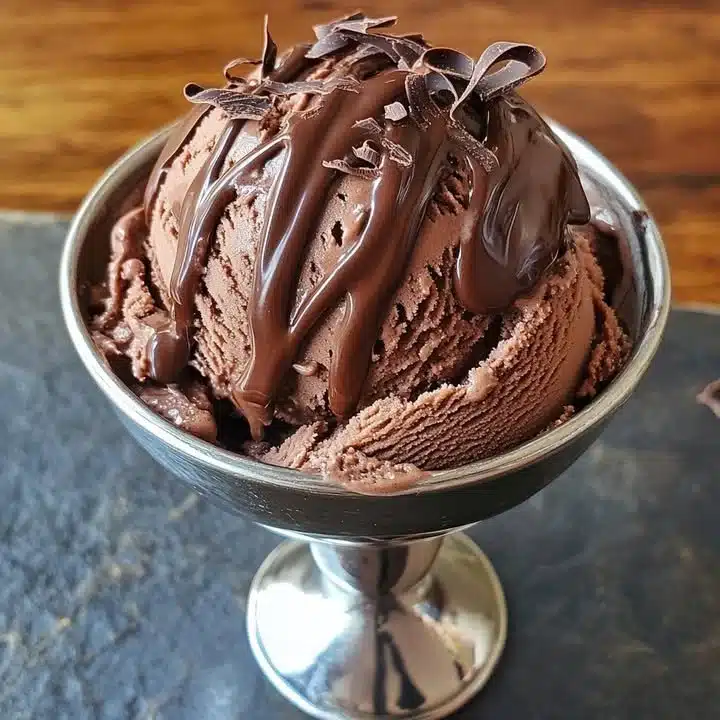 Creamy homemade chocolate ice cream without an ice cream maker