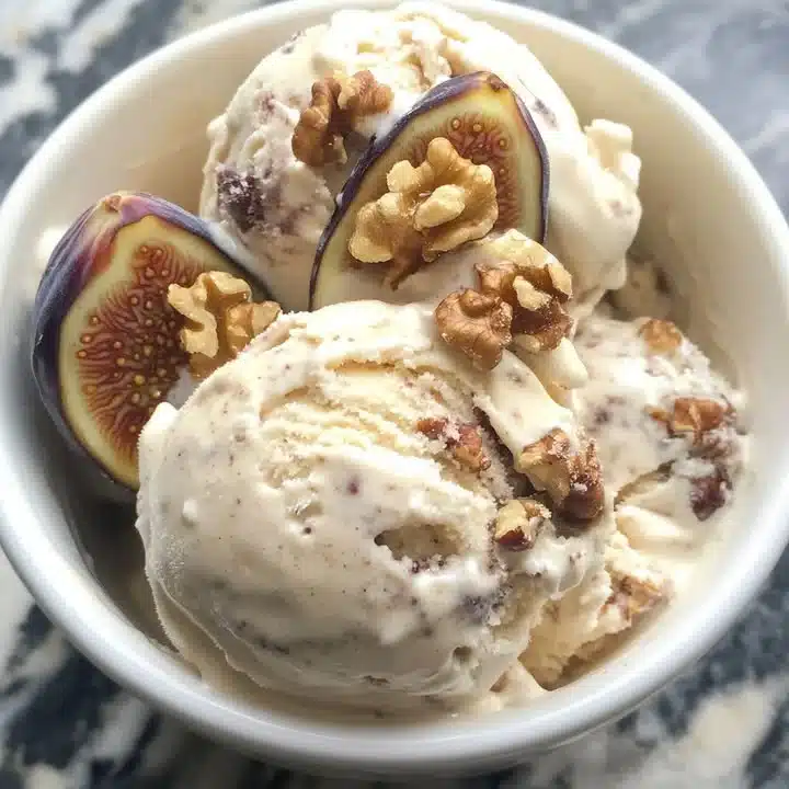 Delicious Honey Walnut Fig Ice Cream with walnuts and figs