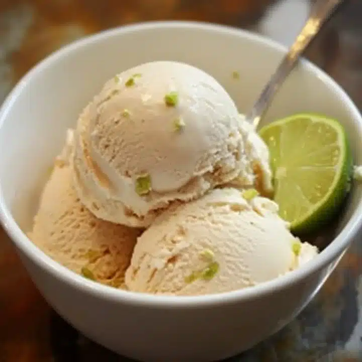 Delicious homemade lime ice cream served in a bowl