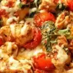 Plate of Low-Carb Tuscan Chicken with vegetables and creamy sauce