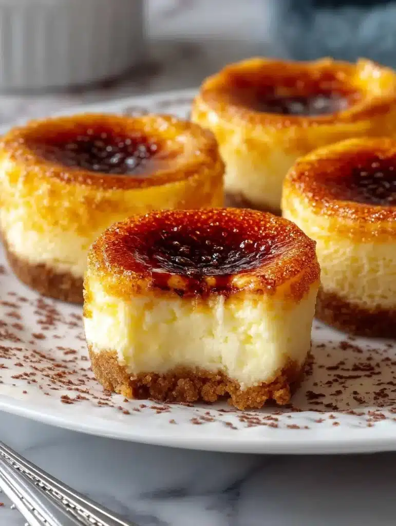 Mini Crème Brûlée Cheesecakes with caramelized topping