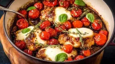 Delicious one pan balsamic chicken recipe with vibrant vegetables