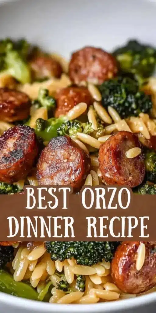 One-Pan Chicken Sausage Orzo dish with vegetables and herbs