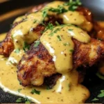 Plate of golden Pretzel Chicken served with dipping sauce.